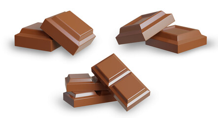Chocolate bar isolated on white background,with clipping path,3d rendering