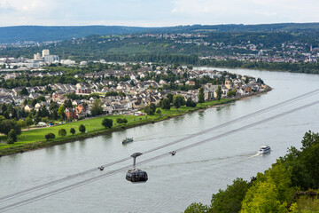 Rhine Valley And Cable Car In Koblenz, Germany
