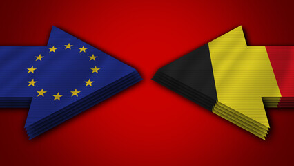 Belgium vs European Union Arrow Flags – 3D Illustration