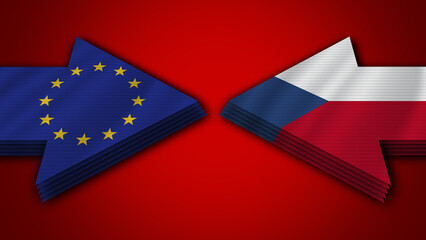 Czech Republic vs European Union Arrow Flags – 3D Illustration