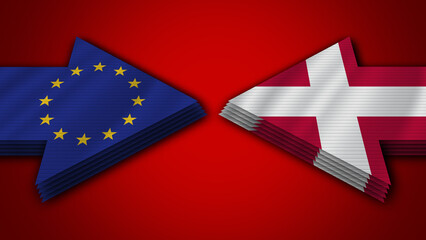 Denmark vs European Union Arrow Flags – 3D Illustration