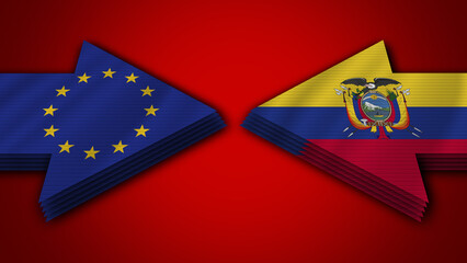 Ecuador vs European Union Arrow Flags &ndash; 3D Illustration