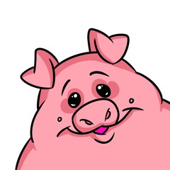Obraz na płótnie Canvas Pig portrait character smile animal illustration cartoon
