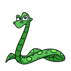Naklejka premium Green snake character reptile illustration cartoon