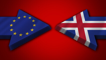 Iceland vs European Union Arrow Flags – 3D Illustration