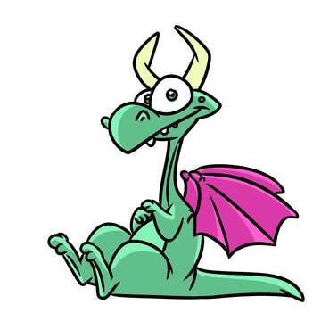 dragon sits animal myth fairy tale character illustration cartoon