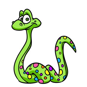 Green reptile snake cheerful character illustration cartoon