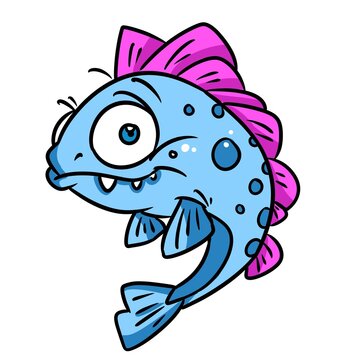 Predatory fish piranha character illustration cartoon
