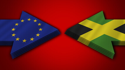 Jamaica vs European Union Arrow Flags – 3D Illustration