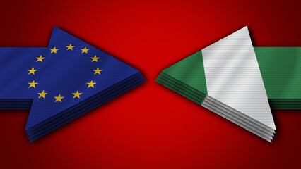 Nigeria vs European Union Arrow Flags – 3D Illustration