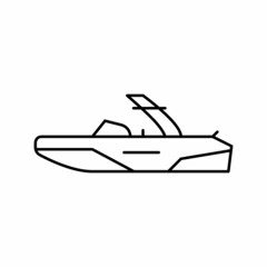 wakeboard ski boat line icon vector illustration