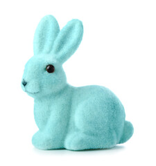 Blue Easter bunny on white background