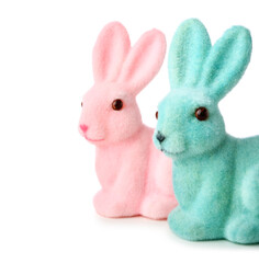Beautiful Easter bunnies on white background