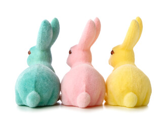 Beautiful Easter bunnies on white background