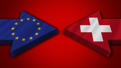 Switzerland vs European Union Arrow Flags – 3D Illustration