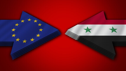 Syria vs European Union Arrow Flags – 3D Illustration