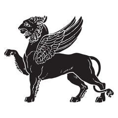 Heraldic lion vector silhouette