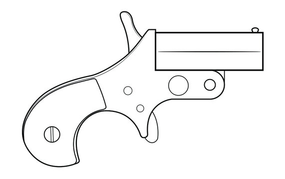 Illustration of little gun Derringer Flobert
