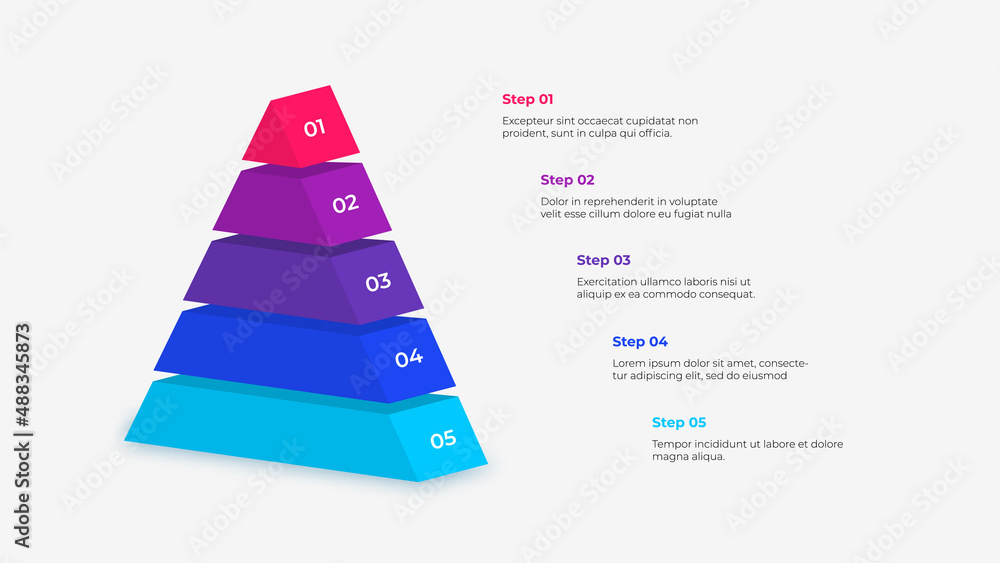Poster pyramid business model with five levels. creative infographic design template. vector illustration f