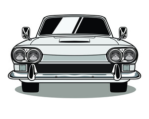 Classic car in grayscale in outline mode design illustration in vector design 4
