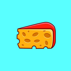 Cute cartoon cheese in vector illustration. Isolated food vector. Flat cartoon style