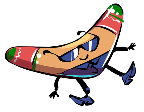 recommend clip art: Cartoon Illustration of a Boomerang Mascot, an Australian Symbol, Boomerang character in glasses and business suit.