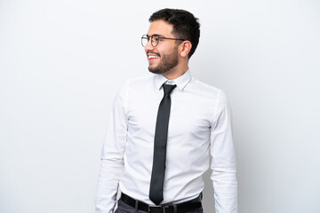 Business Brazilian man isolated on white background looking side