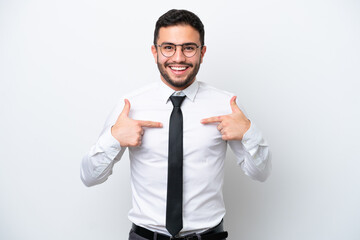 Business Brazilian man isolated on white background with surprise facial expression