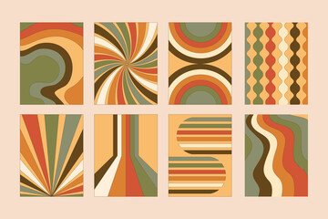 Simple Linear Art chunky Hippie Retro hippie stickers, psychedelic groovy set bundle elements. vintage icons in 70s-80s style. Flat vector illustration, design templates with rainbow, sun background