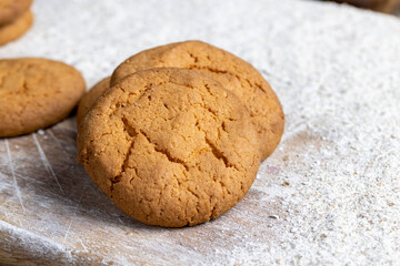 several round light cookies after cooking