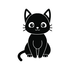 Cat icon. black cat silhouette. vector illustration