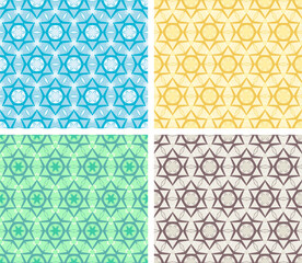 Abstract pattern with stars. Set of different colors. Seamless vector pattern