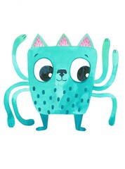 Cute watercolor monster, children's design