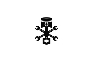 Piston And Wrench, Automotive Logo.