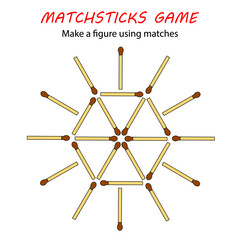 Matchsticks game for kids. Puzzle game with matches. Hand motility training.