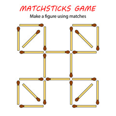 Matchsticks game for kids. Puzzle game with matches. Hand motility training.