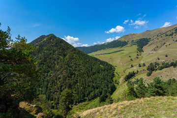 Fototapeta na wymiar View of the remote Tusheti village of Diklo, Georgia