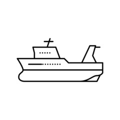 trawler boat line icon vector illustration