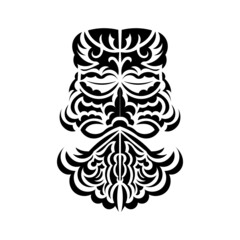 Tiki mask design. Frightening masks in the local ornament of Polynesia. Isolated. Flat style. Vector.