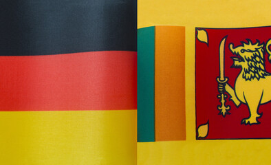 Fototapeta premium fragments of the national flags of Germany and Sri Lanka in close-up