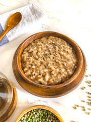 Ginataang Munggo sticky rice with coconut milk and yung beans