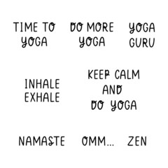 Set of yoga hand lettering quotes