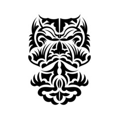 Maori mask. Traditional decor pattern from Polynesia and Hawaii. Isolated. Tattoo sketch. Vector.