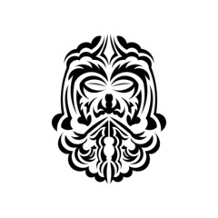 Maori mask. Traditional decor pattern from Polynesia and Hawaii. Isolated on white background. Ready tattoo template. Vector.