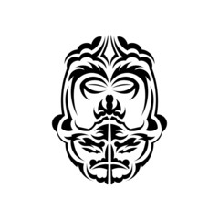 Maori mask. Frightening masks in the local ornament of Polynesia. Isolated on white background. Flat style. Vector.