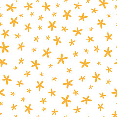 Yellow ditsy flowers seamless repeat pattern