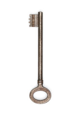 Old key on white background, isolated.