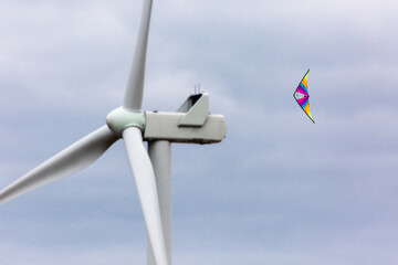 kite flying near the wind turbine