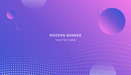 Gradient background with dot wave and circles.