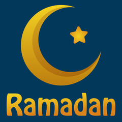 Vector Ramadan Kareem background.  Moon and stars on blue background. 